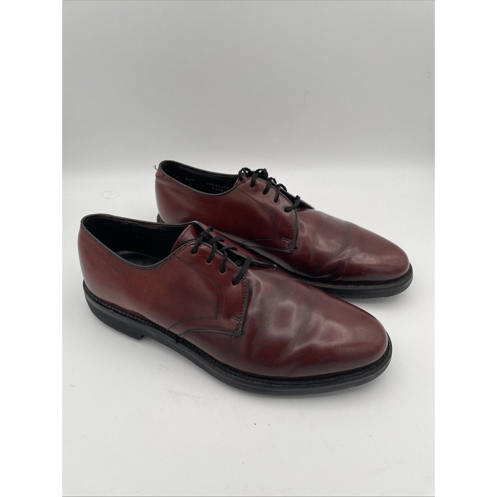 ET Wright VTG Mens Sz.9 Oxford Burgundy‎ Leather Dress shoes Vibram Soles Italy